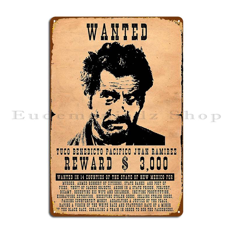 Embroidery Studio - Wanted Tuco Ramirez letrero de Metal