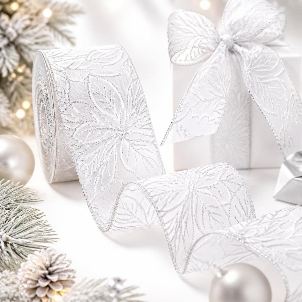 Embroidery Xmas Decorations - Cinta de encaje bordada con adornos