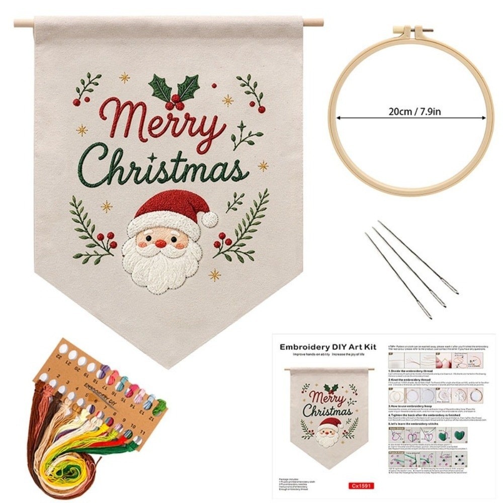 Embroidery Xmas Decorations - Kit de bordado navideño hecho a