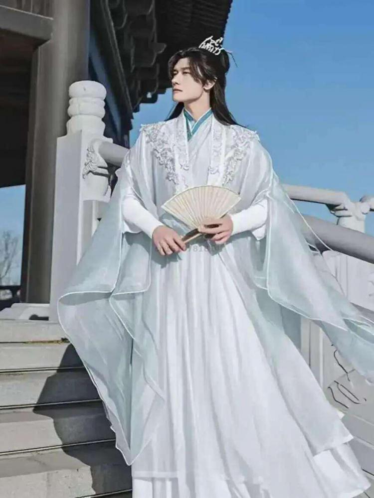 Embroidery White - Traje tradicional chino Hanfu para hombre,