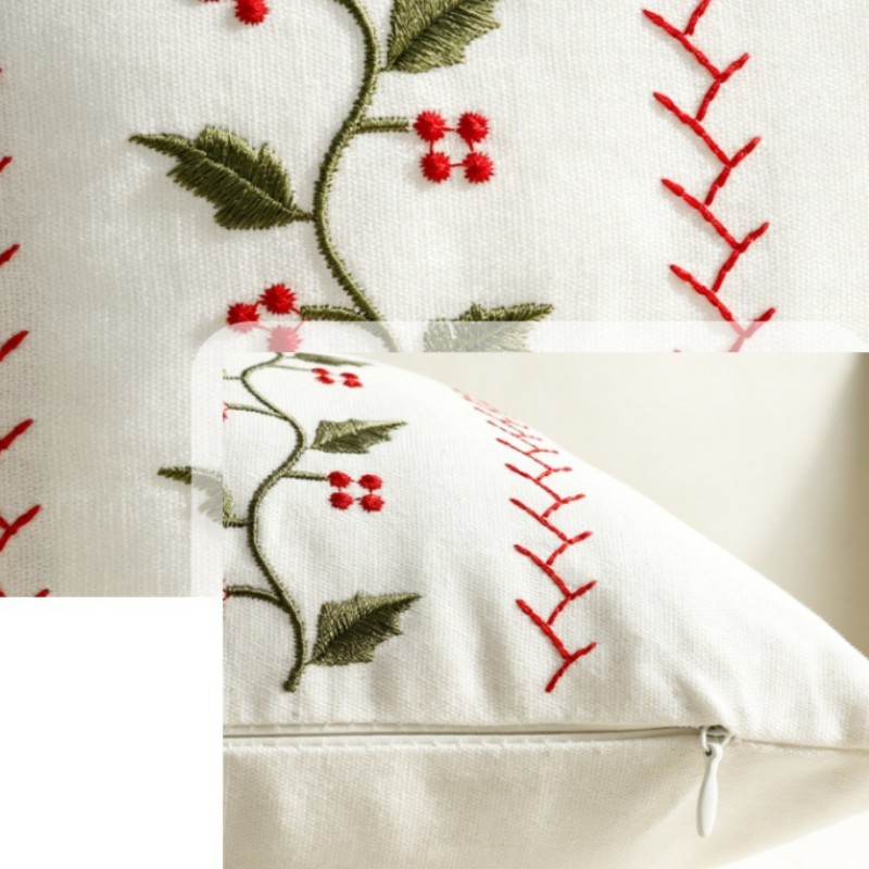Funda de Cojín Bordada en Rojo - Embroidery Xmas Decorations reseña y precio