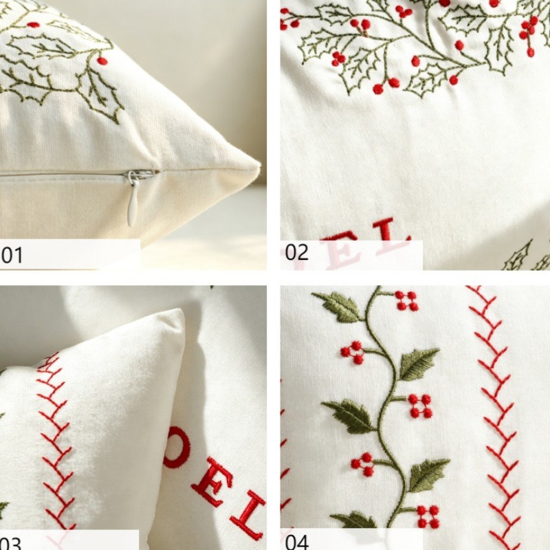 Funda de Cojín Bordada en Rojo - Embroidery Xmas Decorations reseña y precio
