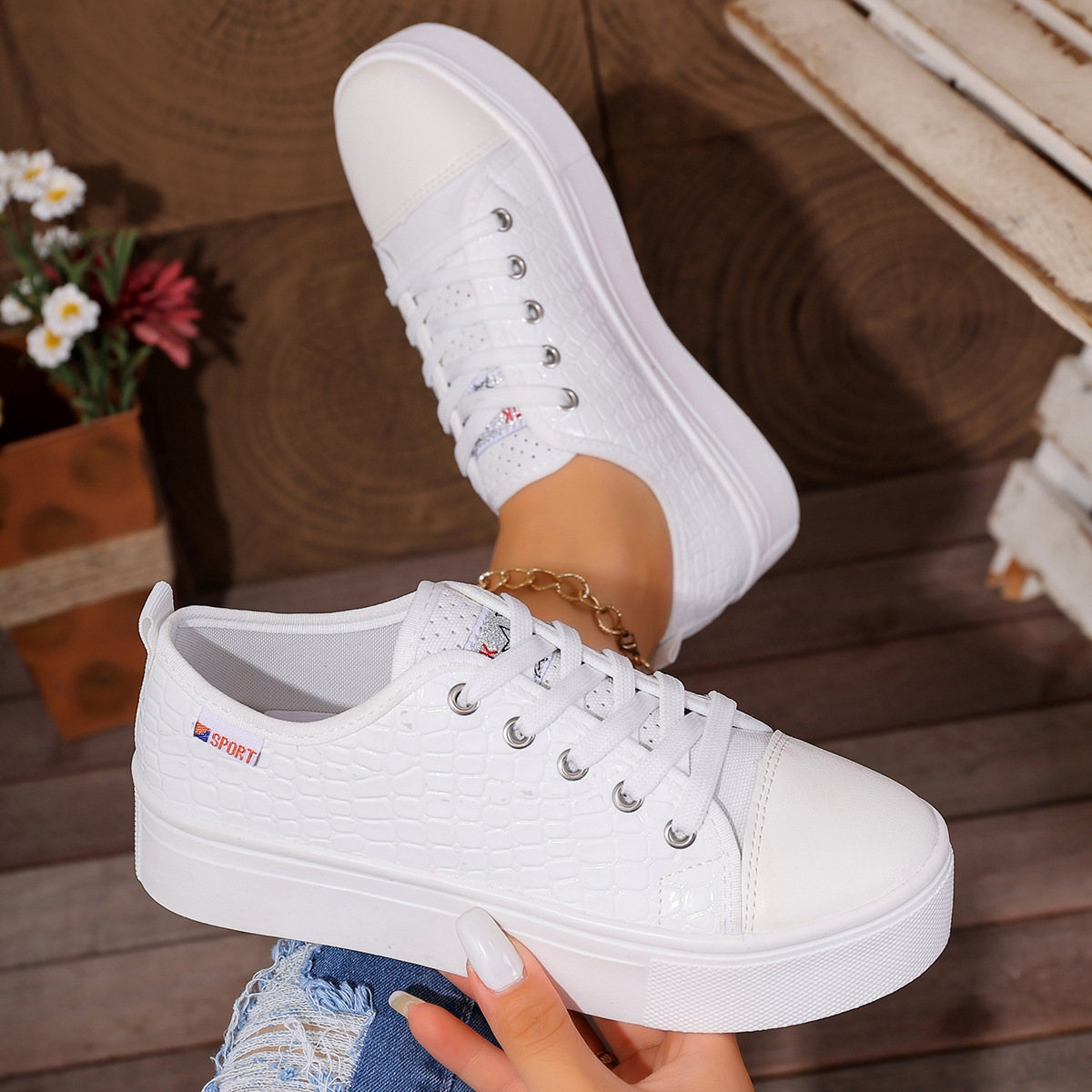 Nuevos zapatos planos y casual - Embroidery White reseña y precio