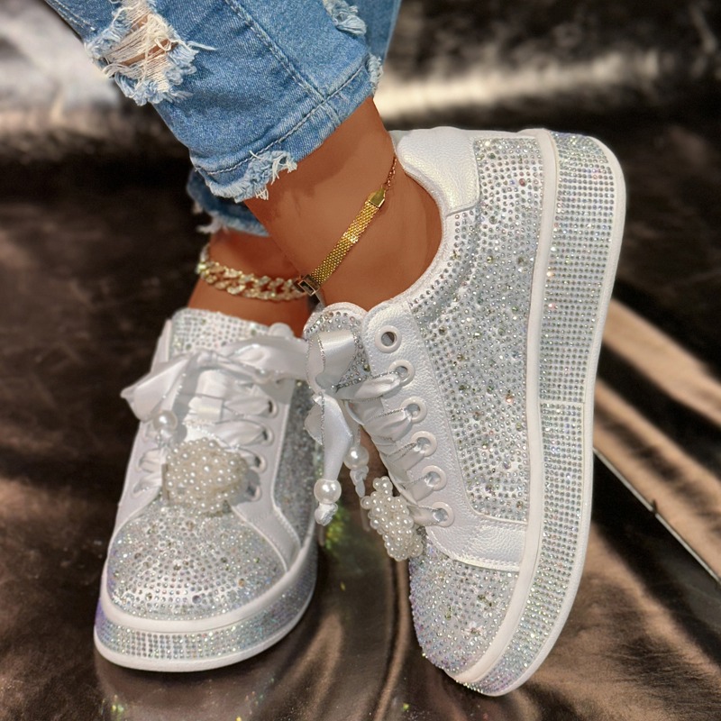 Zapatos de plataforma para muj - Embroidery White reseña y precio