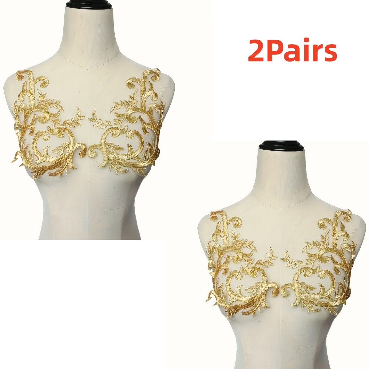 2 pares de apliques de encaje  - Embroidery Web reseña y precio