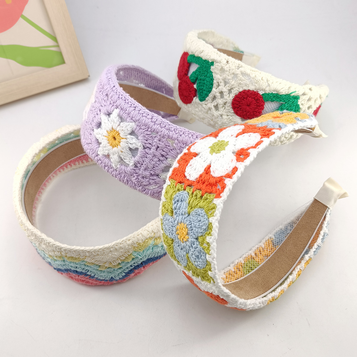 Diadema ancha de lana tejida c - Embroidery Ring reseña y precio